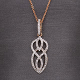 Estate 14K Solid Rose Gold Natural Diamond Accents Pendant | 26.5x8mm