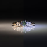 14K white & yellow gold alexandrite ring with diamond accents