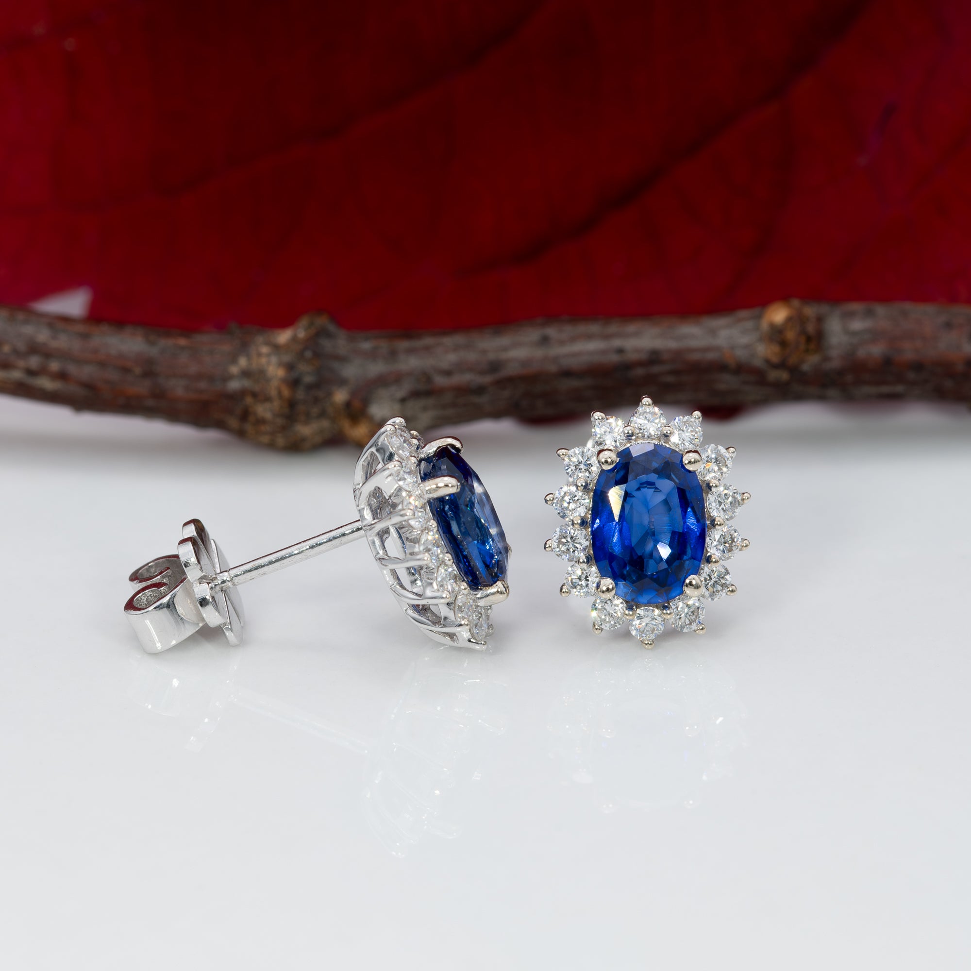 14K white gold ceylon blue sapphire earrings