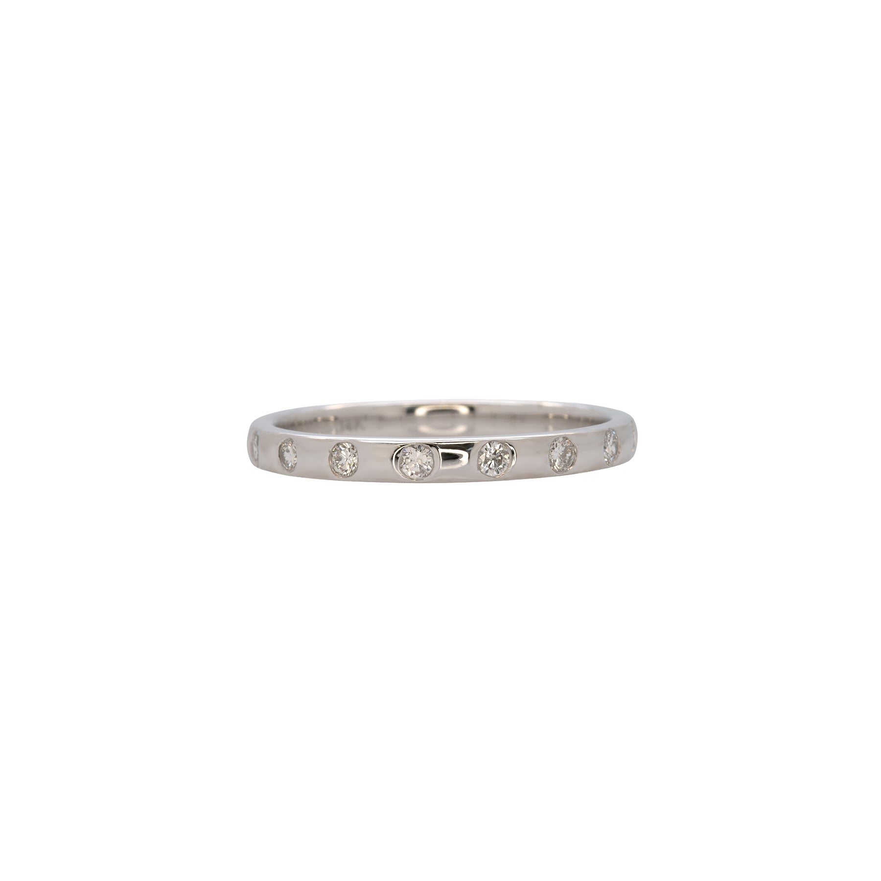 14K white gold natural diamond band ring, minimalist stackable