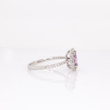 Rella Solid 14k White Gold Pink Sapphire Ring with Natural Diamond Accents | Emerald cut, 7x5mm