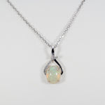 14K white gold ethiopian opal pendant
