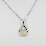 14K white gold ethiopian opal pendant