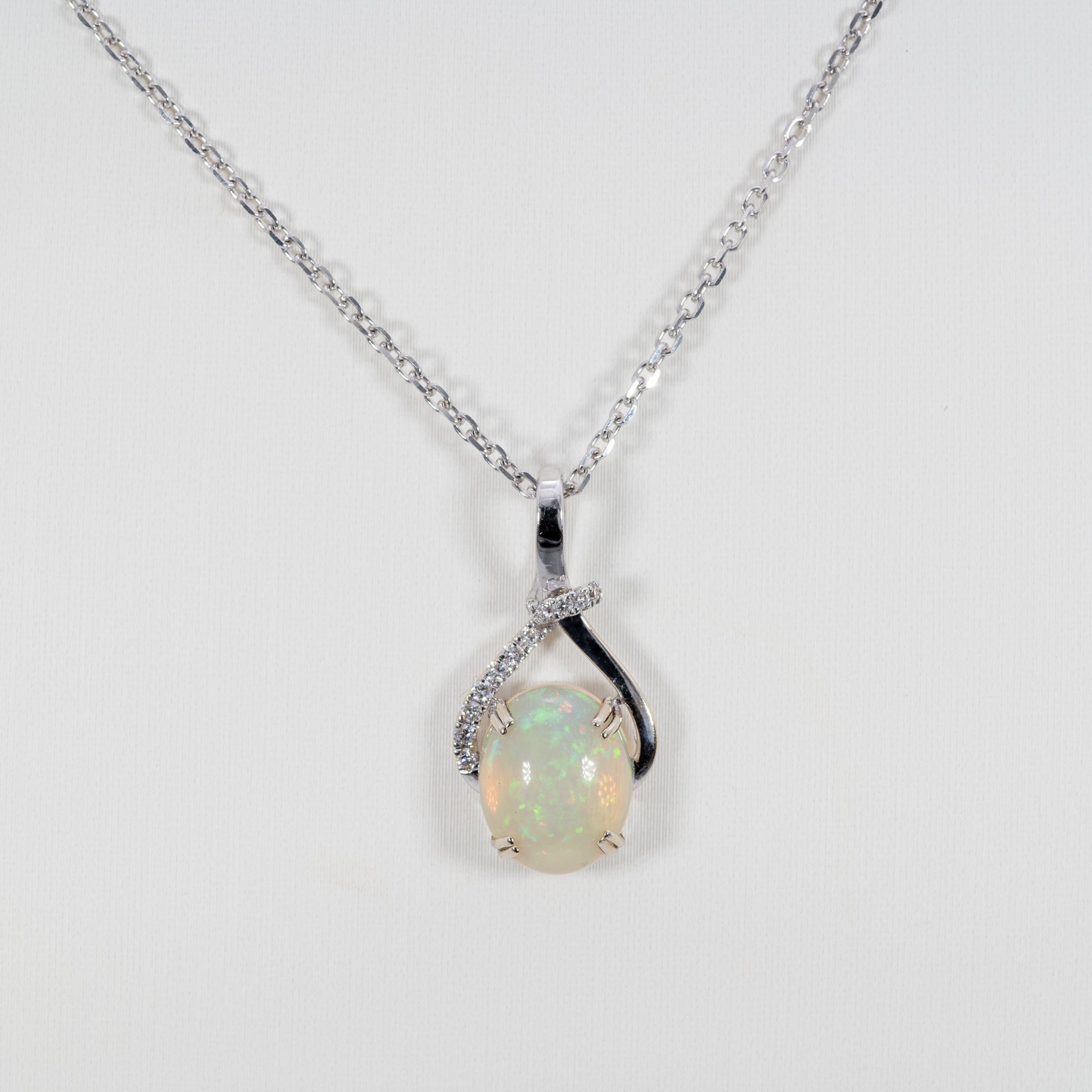 14K white gold ethiopian opal pendant