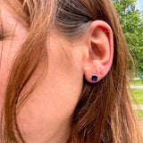 Four Prong Round Blue Sapphire Stud Earrings for Women | Stud Earrings