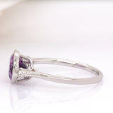 Twilight Solid 14K Gold Zambian Amethyst Ring with Natural Diamonds, Pear 12x8mm