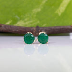 14K yellow gold Zambian emerald round stud earrings