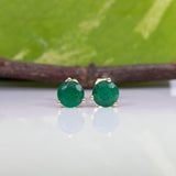 14K yellow gold Zambian emerald round stud earrings