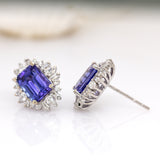 Lyra 14k Solid White Gold Tanzanite Ring W Natural Diamond Accents | Emerald, 8x6mm
