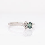 Zinnia Solid 14k White Gold Demantoid Ring with Natural Diamond Accents | Oval 5x4mm