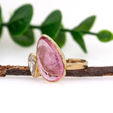Yasha 14K Yellow Gold Pink Tourmaline and Lab Grown Diamond Ring | Pear Shape 16.7x9.5mm