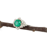 Ariax Solid 14k Gold Colombian Emerald Ring with Natural Diamonds Accents, 7mm