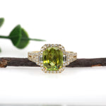 Adhya 14K Yellow Gold 3.63cts Sphene Diamond Ring | Cushion Cut 9x7mm