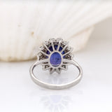 Isabelle 14K White Gold Tanzanite and Natural Diamond Halo Ring | OV 10x8mm