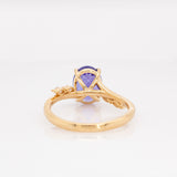Ziya 14k Solid Gold Tanzanite Ring with Natural Diamond Accents | Oval 9x7mm