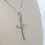 14K white gold lab grown diamond pendant with diamond accents