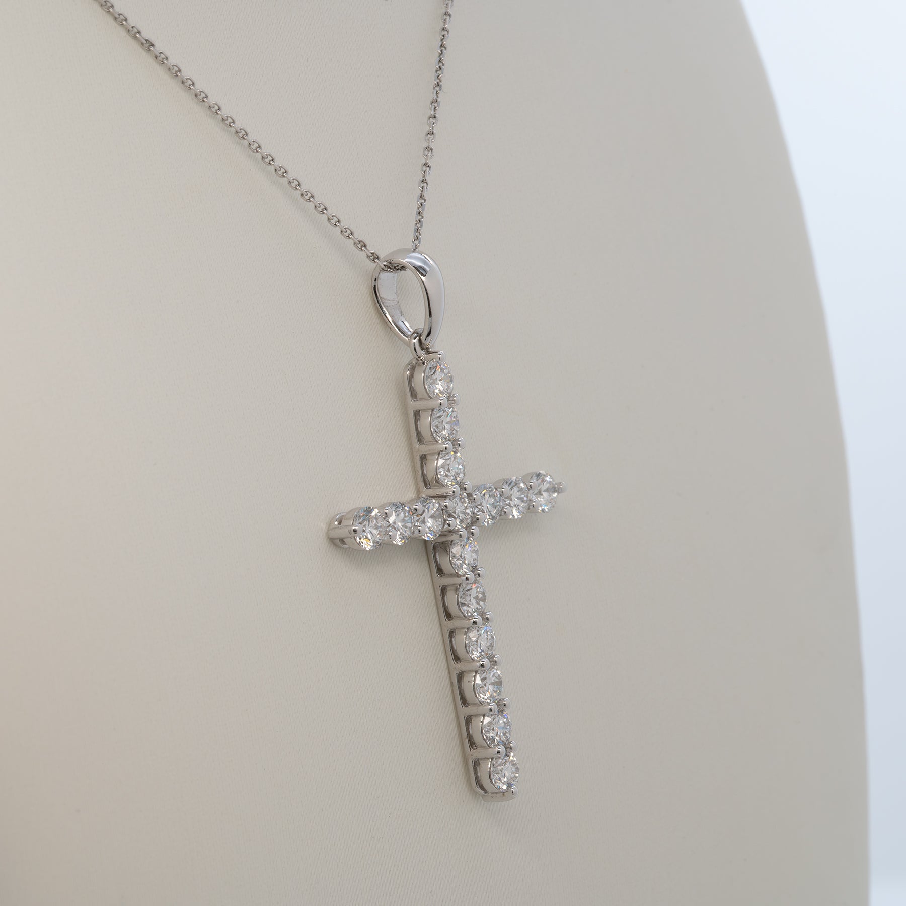 14K white gold lab grown diamond pendant with diamond accents