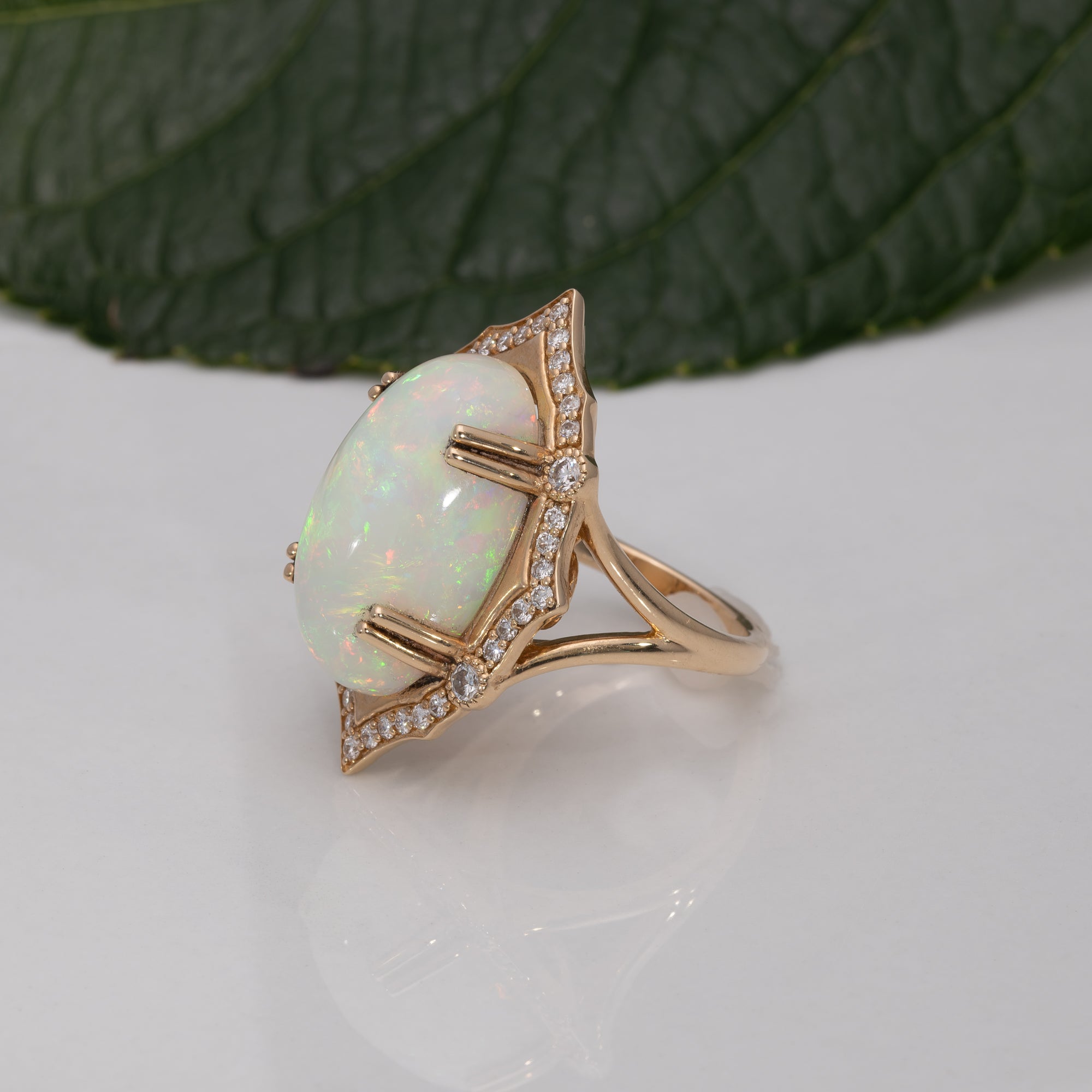 14K yellow gold ethiopian opal ring