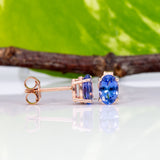 Suriya | AA Tanzanite Earrings Oval 6x4mm, Solid 14K Gold Solitaire Studs, Natural Tanzanite Jewelry, December Birthstone Gift, Yellow White Rose Gold