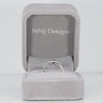 14K white gold purple spinel ring with diamond accents