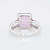 6.4Ct Natural Kunzite Ring with Natural Diamonds Accents: Solid 14K Gold, 11x9mm