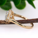 14K yellow gold marquise lab grown diamond ring with diamond accents