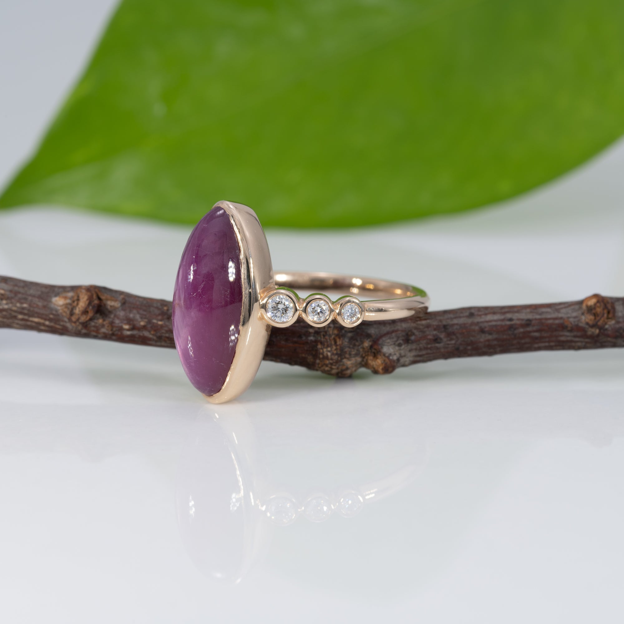 14K yellow gold star ruby ring
