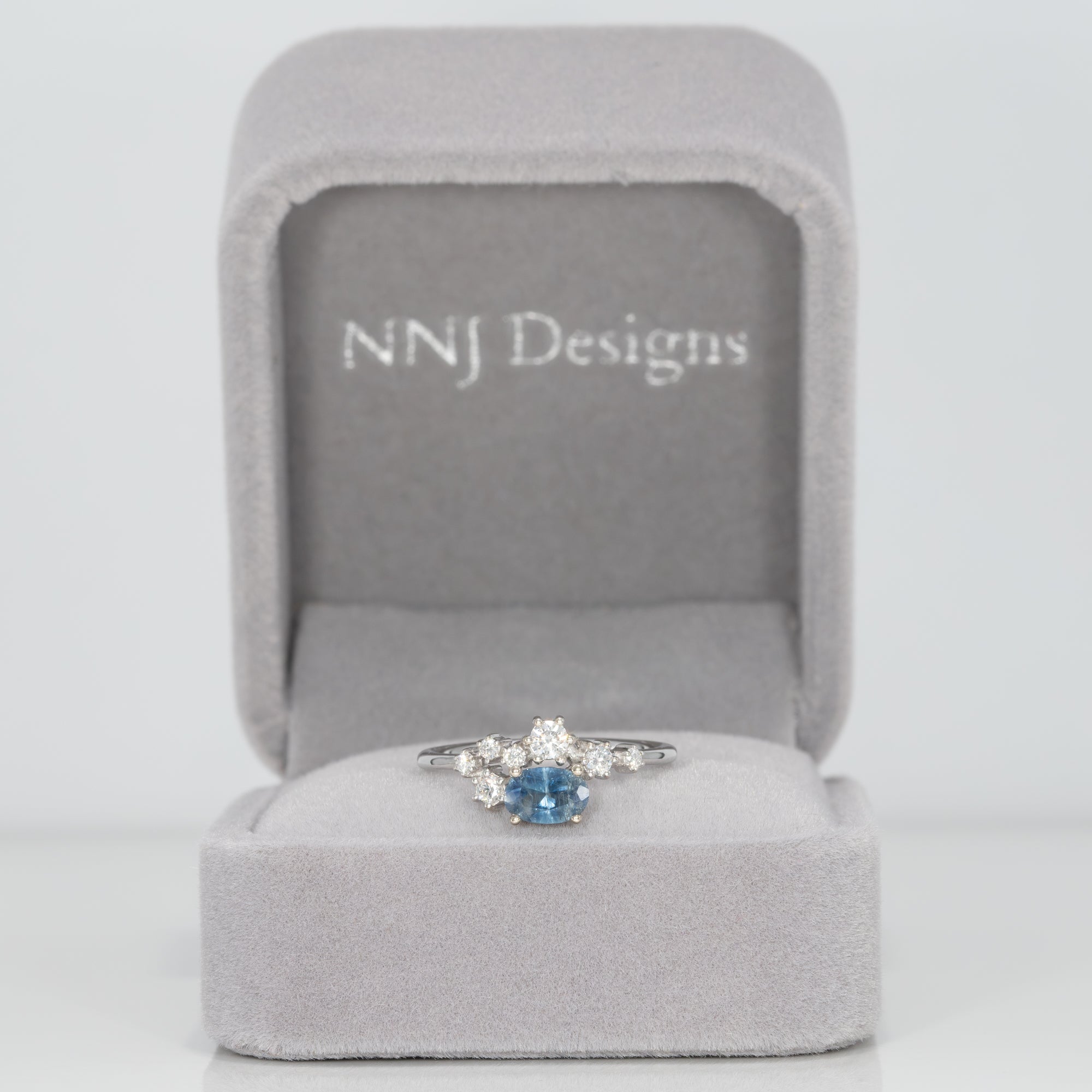 14K white gold montana sapphire ring