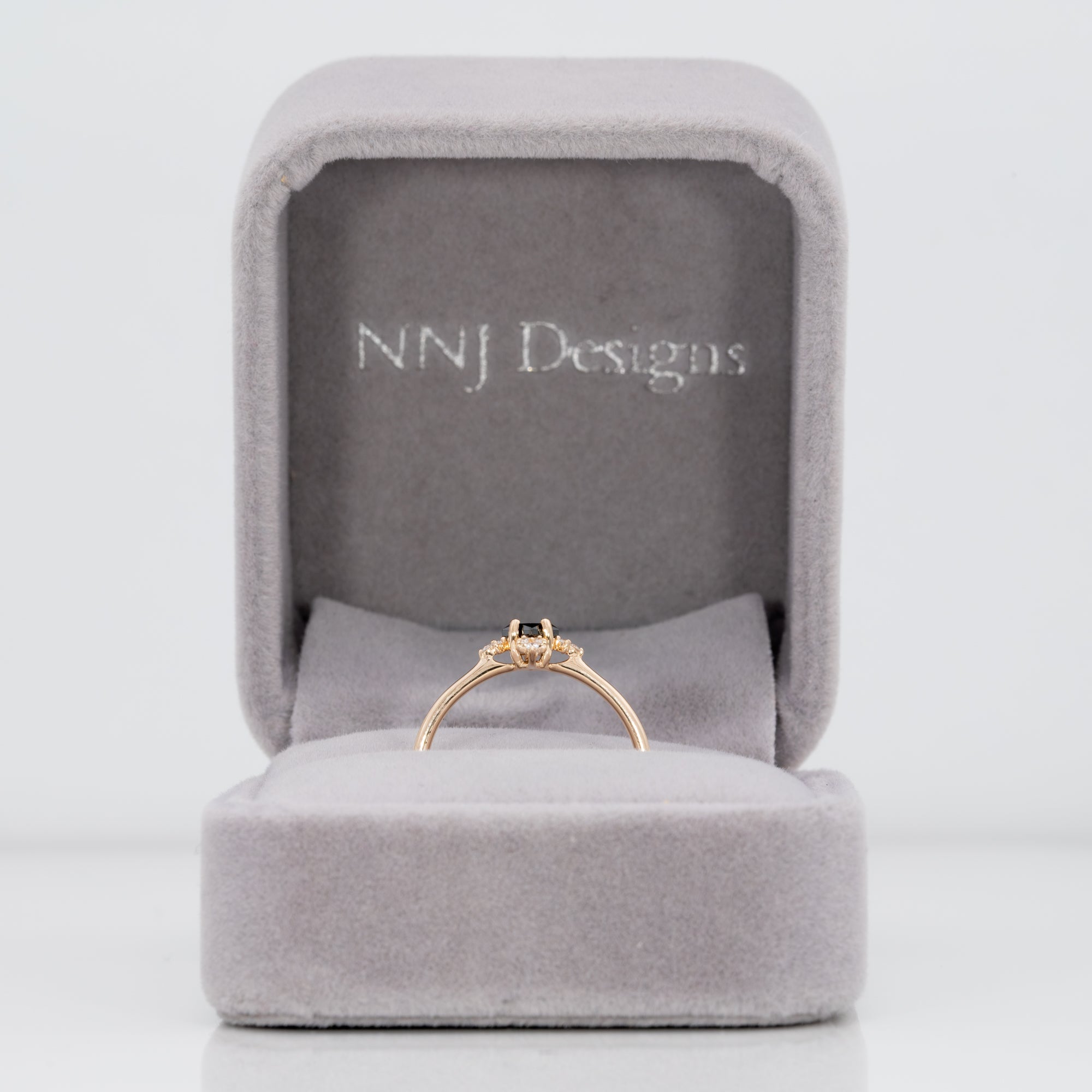 14K yellow gold black diamond ring