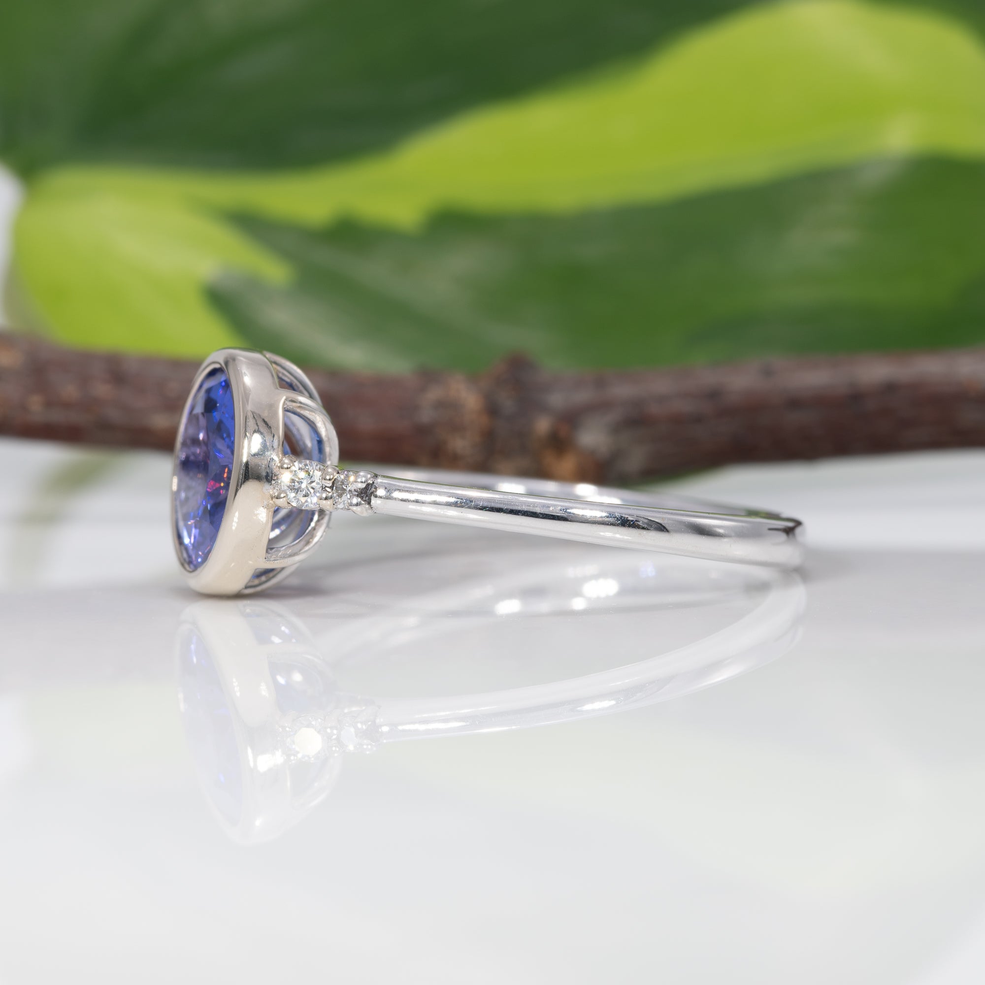 14K white gold tanzanite ring