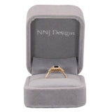 14K yellow gold Ceylon blue sapphire ring with diamond accents