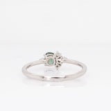 Zinnia Solid 14k White Gold Demantoid Ring with Natural Diamond Accents | Oval 5x4mm