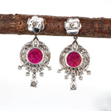 Rini 14K White Gold Madagascar Ruby Diamond Earrings | Round 8mm