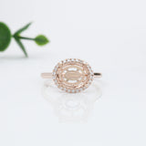 Lovely East West Oval Ring Semi Mount with a Halo of Natural Diamond Accents in Solid 14k Gold | Oval Shape | Customizable