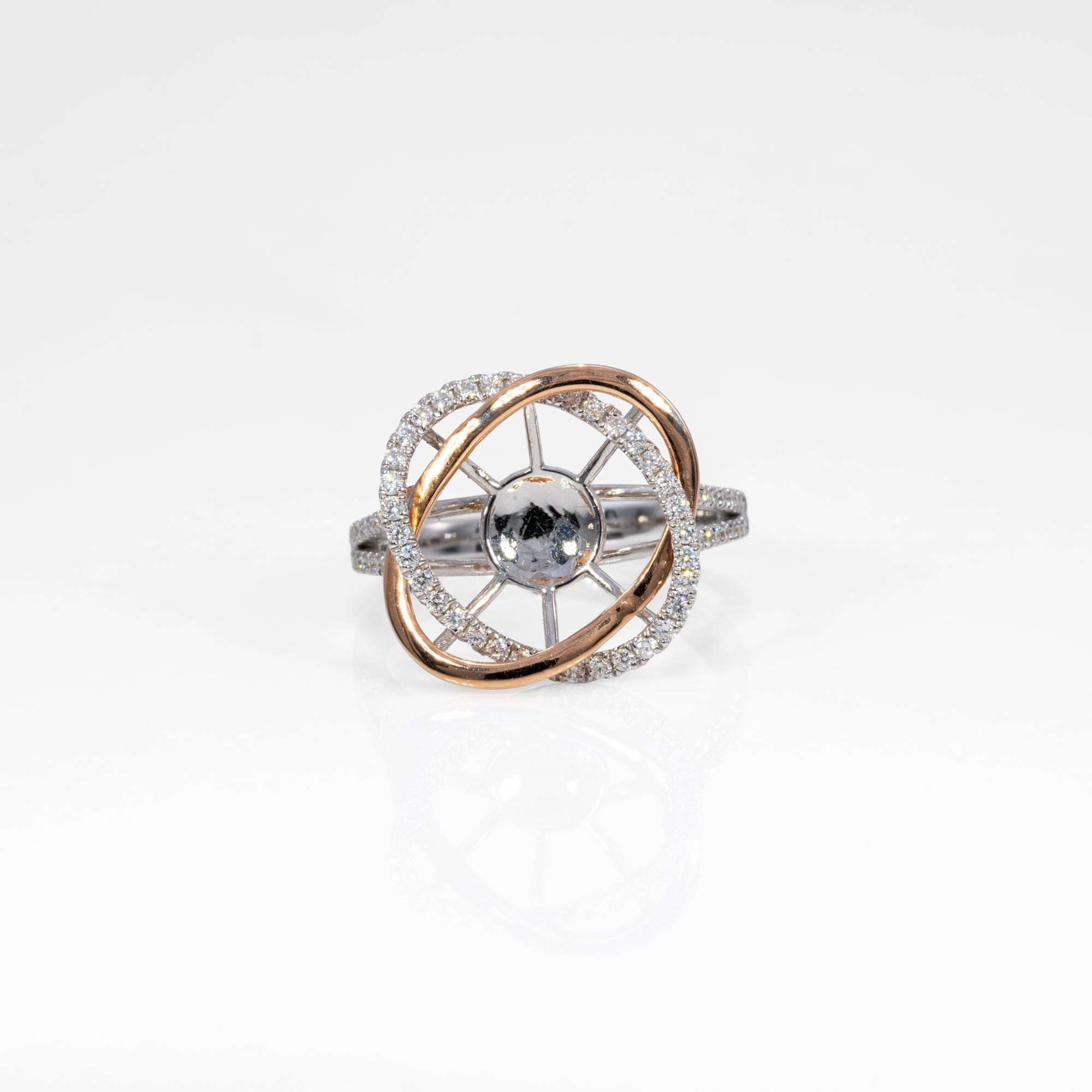 14K white & rose gold diamond semi-mount ring