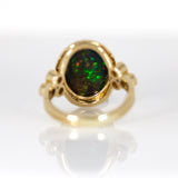 Aashna 14K Yellow Gold Black Opal Diamond Ring | Oval Shape 13x10mm