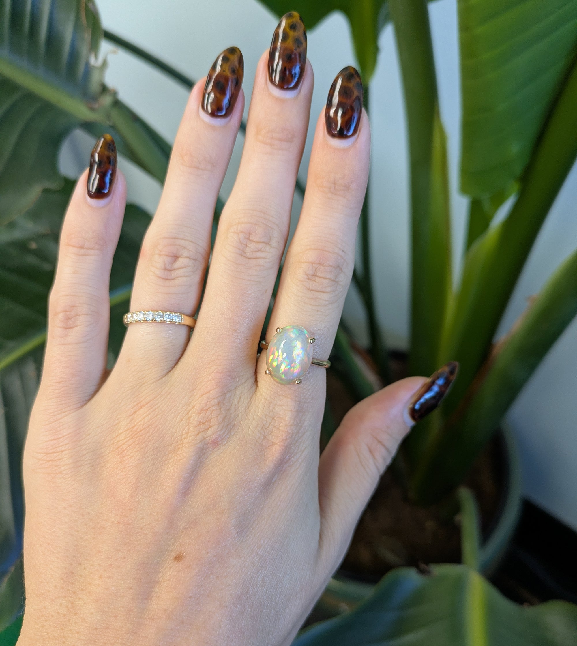 14K yellow gold ethiopian opal ring