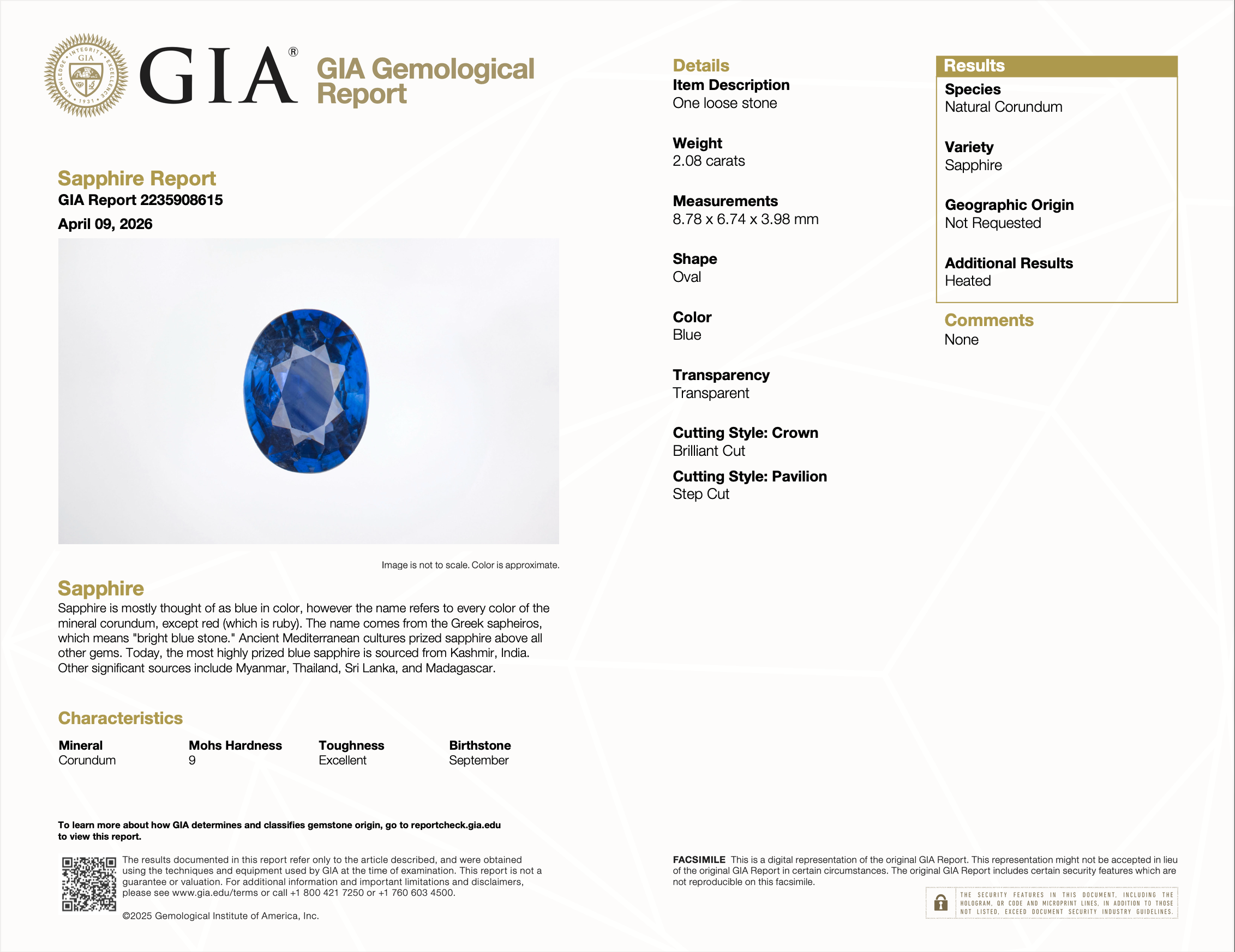 GIA certified natural ceylon sapphire oval loose gemstone