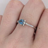 Gorgeous Aquamarine Ring with Natural Diamond Accents in White Gold | TR 5mm