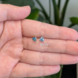 Hazel Swiss Topaz Solitaire Stud Earrings: 14k Solid Gold, Trillion 4mm