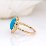 Ambika 14K Solid Gold Sleeping Beauty Turquoise and Diamond Ring | OV 11x9mm