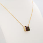 14K yellow gold bi-color tourmaline necklace