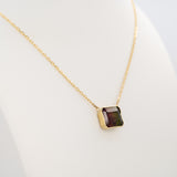 14K yellow gold bi-color tourmaline necklace