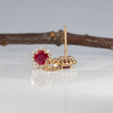 14K yellow gold burma ruby earrings