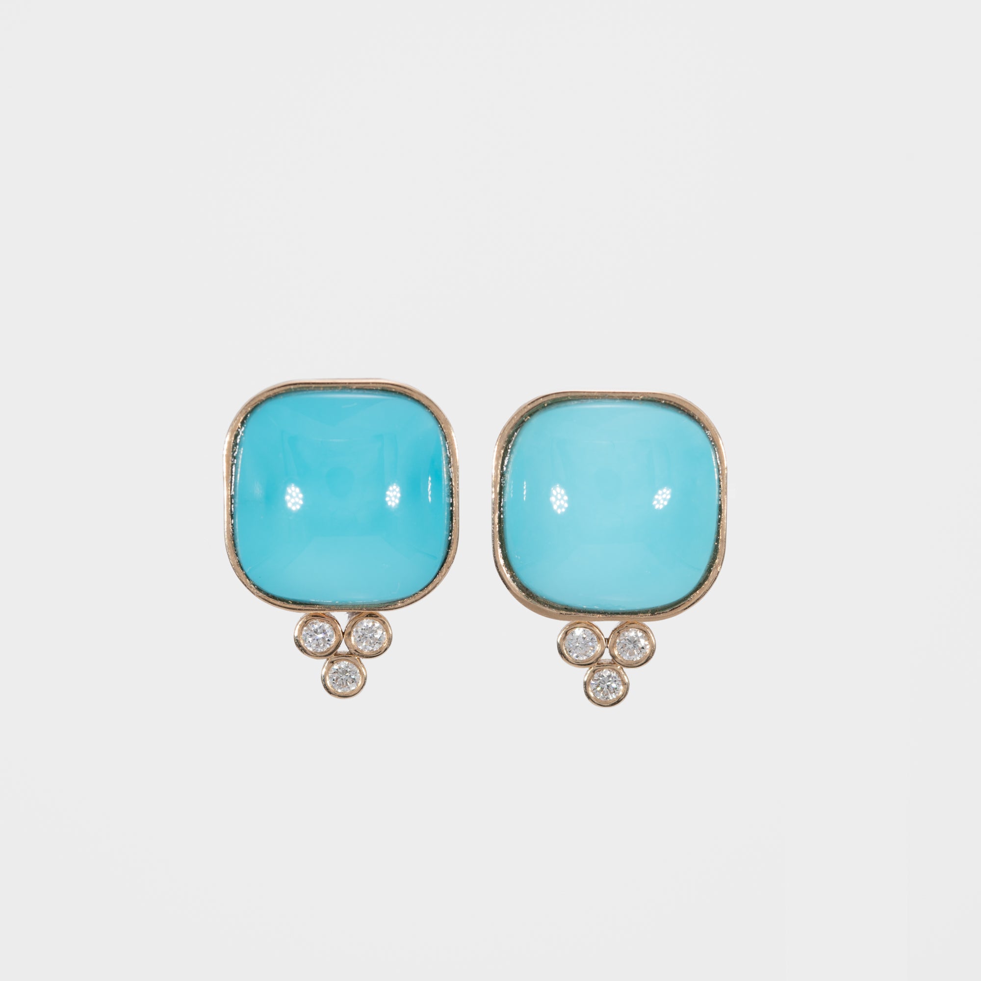 14K yellow gold sleeping beauty turquoise earrings