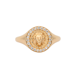 Leo Ring with Natural Diamond Accents in Solid 14K Gold, Fine Jewelry