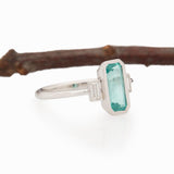 Ariana Solid 14k Gold Paraiba Color Afghan Tourmaline Ring with Natural Diamonds Accents