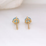Zeenat Sky Blue Topaz Solitaire 3 Prong Martini Stud Earrings: 14k Solid Gold, Round 4mm