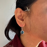 London Blue Topaz Stud Earrings in 14K White Gold | Diamond Accents | Oval Cut | 11x9mm | November Birthstone