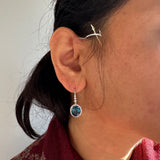 London Blue Topaz Stud Earrings in 14K White Gold | Diamond Accents | Oval Cut | 11x9mm | November Birthstone